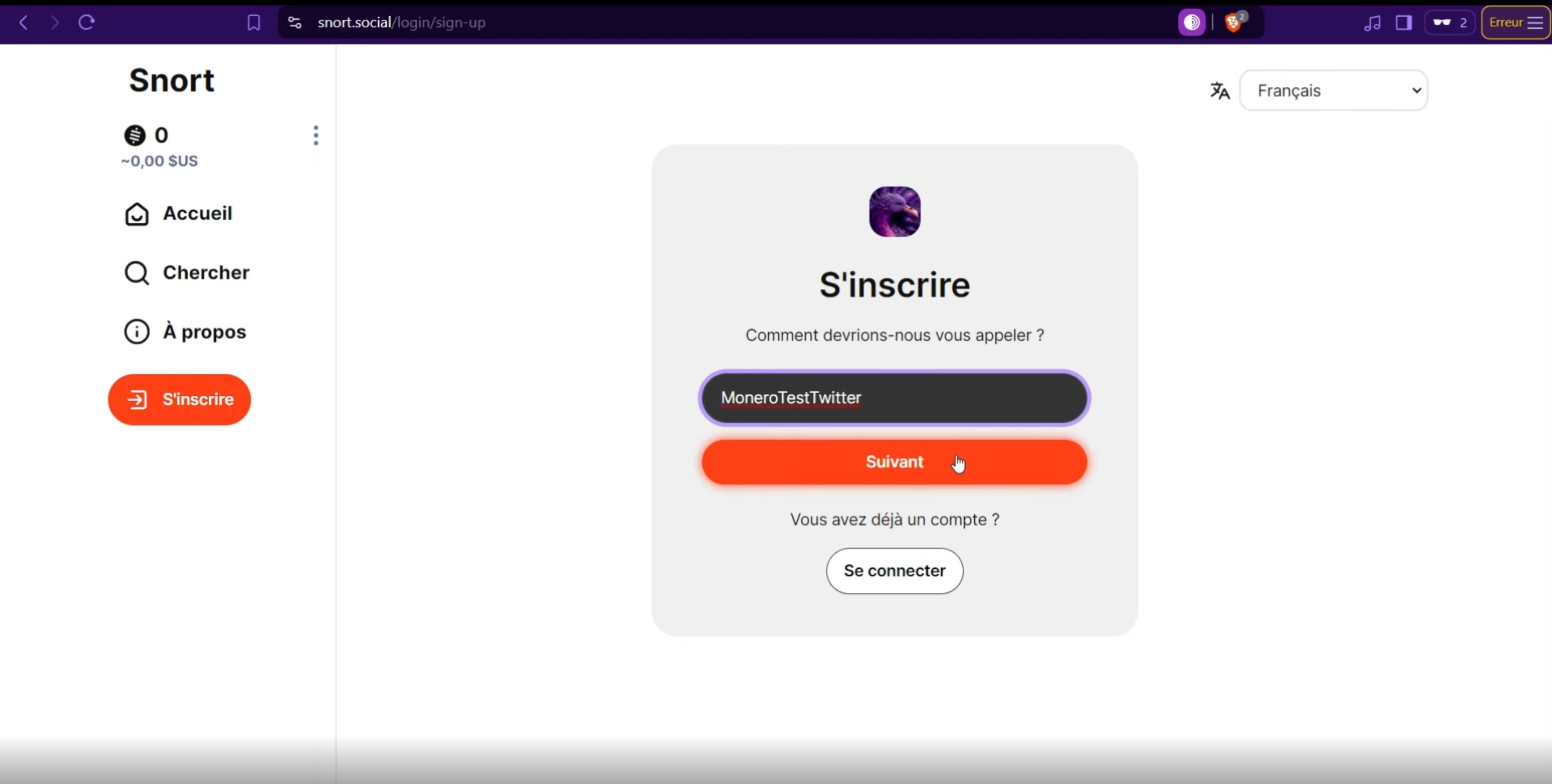 Create account